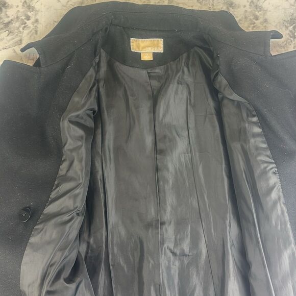 Michael Kors Black Wool Blend Cassandra Asymmetrical Zipper Pea Coat Size 12 - Picture 10 of 12